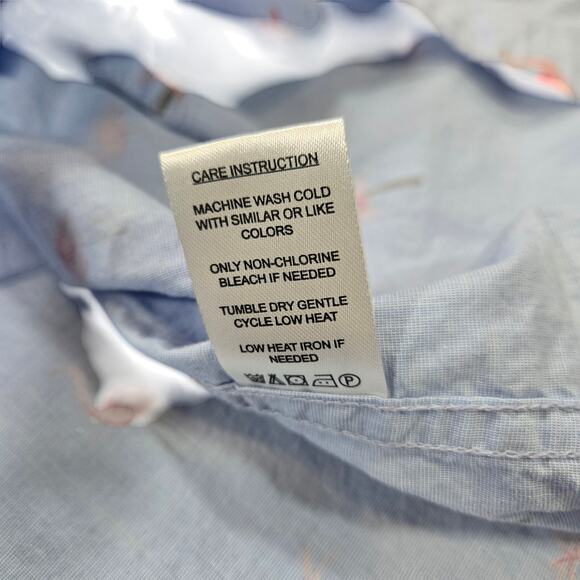 Denim & Flower Mens SM Short Sleeve Button Up Shirt Flamingo Palm Tree Tropical - Picture 8 of 9